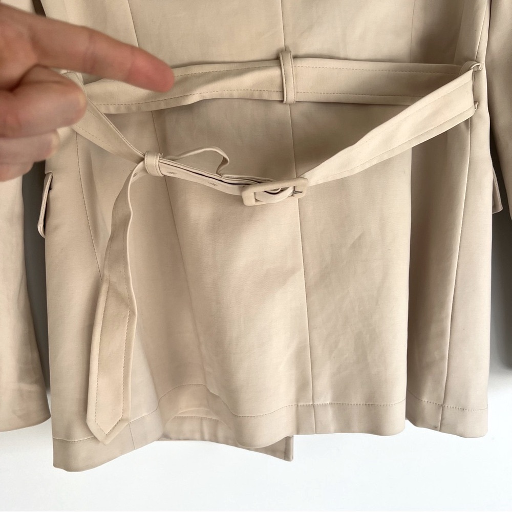 Brooks Brothers Classic Cream Neutral Beige Belted Trench Jacket Size 2 - Used - Picture 11 of 15